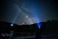 Milky Way Lincoln, New Hampshire.  I'm the light on the left. my friend is on right